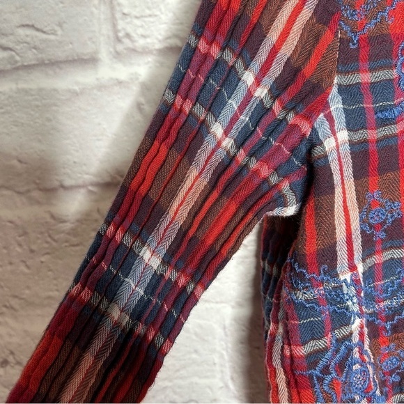 Free People Magical Plaid Embroideree Buttondown Top - Picture 11 of 16